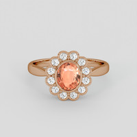 0.87 Ct. Padparadscha Sapphire Ring, 18K Rose Gold 1