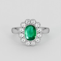 1.13 Ct. Emerald Ring, Silver 1