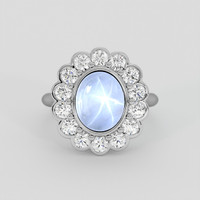 6.27 Ct. Greyish Blue Sapphire Ring, Silver 1