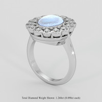 6.27 Ct. Greyish Blue Sapphire Ring, Silver 2
