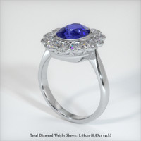 3.30 Ct. Blue Sapphire Ring, 10K White Gold 2