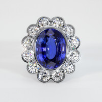 25.11 Ct. Blue Sapphire Ring, 10K White Gold 1