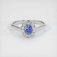 0.73 Ct. Blue Sapphire Ring, 14K White Gold 1