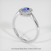 0.73 Ct. Blue Sapphire Ring, 14K White Gold 2