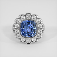 4.37 Ct. Blue Sapphire Ring, 14K White Gold 1