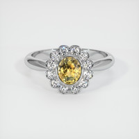 0.75 Ct. Yellowish Green Sapphire Ring, 14K White Gold 1