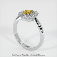 0.75 Ct. Yellowish Green Sapphire Ring, 14K White Gold 2