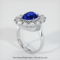 4.23 Ct. Blue Sapphire Ring, 18K White Gold 2