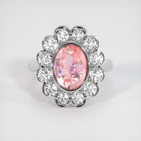 2.77 Ct. Padparadscha Sapphire Ring, 18K White Gold 1