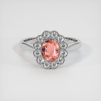 1.08 Ct. Padparadscha Sapphire Ring, 18K White Gold 1
