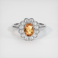 1.09 Ct. Orangish Brown Sapphire Ring, 18K White Gold 1