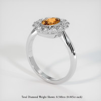 1.09 Ct. Orangish Brown Sapphire Ring, 18K White Gold 2