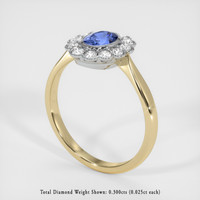 0.73 Ct. Blue Sapphire Ring, 14K White & Yellow 2