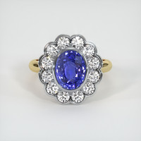 3.30 Ct. Blue Sapphire Ring, 14K White & Yellow 1