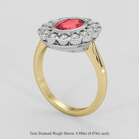 2.50 Ct. Padparadscha Sapphire Ring, 14K White & Yellow 2