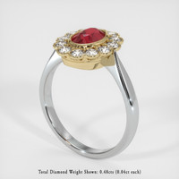 1.02 Ct. Ruby Ring, 14K White & Yellow 2