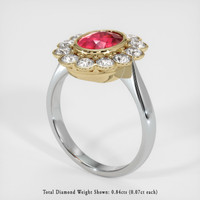 2.09 Ct. Ruby Ring, 14K White & Yellow 2