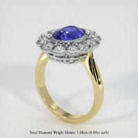 3.30 Ct. Blue Sapphire Ring, 18K White & Yellow 2