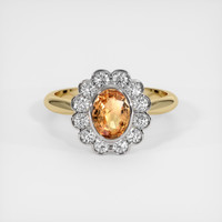 1.09 Ct. Orangish Brown Sapphire Ring, 18K White & Yellow 1