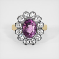 2.98 Ct. Pinkish Purple Sapphire Ring, 18K White & Yellow 1