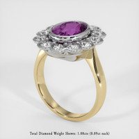 2.98 Ct. Pinkish Purple Sapphire Ring, 18K White & Yellow 2