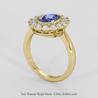 0.84 Ct. Blue Sapphire Ring, 10K Yellow Gold 2