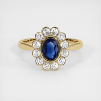 0.84 Ct. Blue Sapphire Ring, 14K Yellow Gold 1