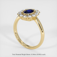 0.84 Ct. Blue Sapphire Ring, 14K Yellow Gold 2