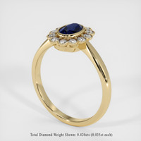 0.76 Ct. Blue Sapphire Ring, 14K Yellow Gold 2