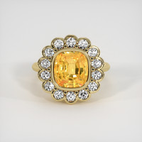 3.25 Ct. Orangish Yellow Sapphire Ring, 14K Yellow Gold 1