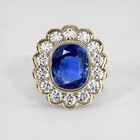 8.37 Ct. Blue Sapphire Ring, 18K Yellow Gold 1