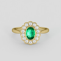 0.70 Ct. Emerald Ring, 18K Yellow Gold 1