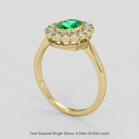 0.70 Ct. Emerald Ring, 18K Yellow Gold 2