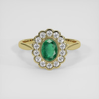 0.84 Ct. Emerald Ring, 18K Yellow Gold 1