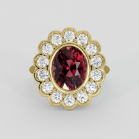 3.41 Ct. Red Rhodolite Garnet Ring, 18K Yellow Gold 1
