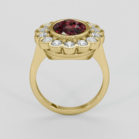 3.41 Ct. Red Rhodolite Garnet Ring, 18K Yellow Gold 3