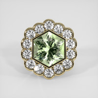 10.31 Ct. Green Prasiolite Ring, 18K Yellow Gold 1