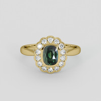 1.14 Ct. Green Sapphire Ring, 18K Yellow Gold 1