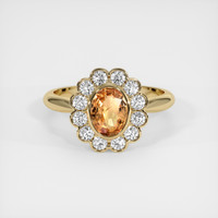 1.09 Ct. Orangish Brown Sapphire Ring, 18K Yellow Gold 1