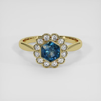 1.13 Ct. Greenish Blue Sapphire Ring, 18K Yellow Gold 1