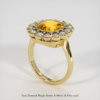 3.25 Ct. Orangish Yellow Sapphire Ring, 18K Yellow Gold 2