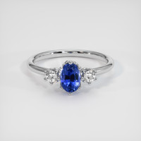 0.70 Ct. Blue Sapphire Ring, 10K White Gold 1