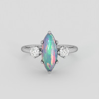 1.73 Ct. Multi Color Fire Opal (Flame Opal) Ring, 14K White Gold 1