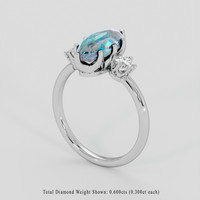 1.73 Ct. Multi Color Fire Opal (Flame Opal) Ring, 14K White Gold 2