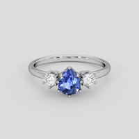 0.77 Ct. Blue Sapphire Ring, 14K White Gold 1