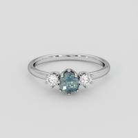 0.91 Ct. Greenish Blue Sapphire Ring, 14K White Gold 1