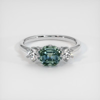 1.75 Ct. Bluish Green Sapphire Ring, 14K White Gold 1