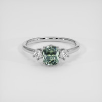 1.15 Ct. Green Sapphire Ring, 18K White Gold 1