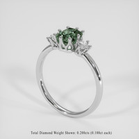 1.15 Ct. Green Sapphire Ring, 18K White Gold 2