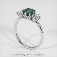 1.75 Ct. Bluish Green Sapphire Ring, 18K White Gold 2